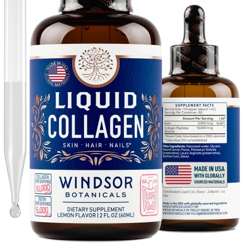 Concentrated Liquid Collagen Peptides Supplement - Hair, Skin, Nail, Joints Support - Sublingual Drops